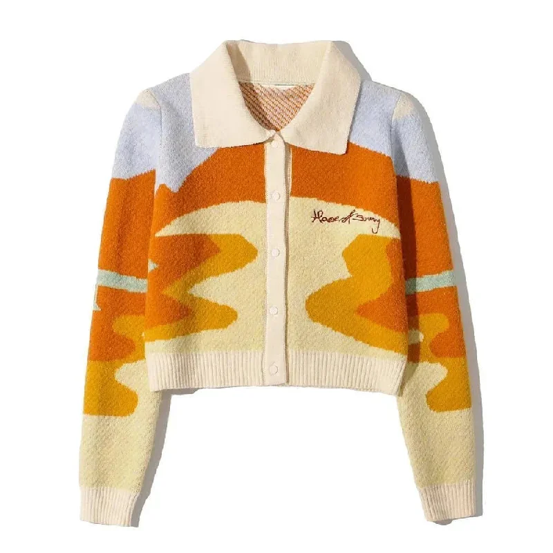 Affordable Women’s Clothing Online Landscape Crop Cardigan Sweater For Women