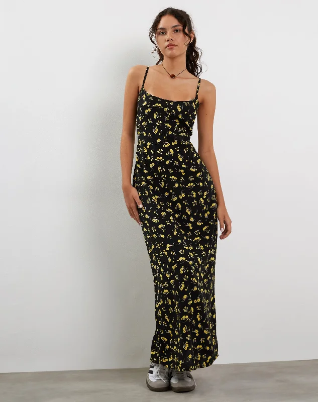 Online Clothing Boutiques Kafka Maxi Dress in Buttercup Black and Yellow