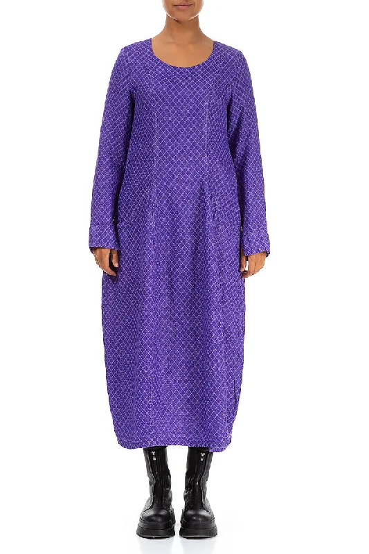 Women's Clothes Online Shopping Long Sleeves Balloon Purple Linen Maxi Dress