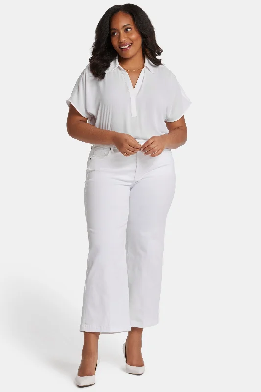 Evening Elegance Teresa Wide Leg Ankle Jeans in Plus Size - Optic White