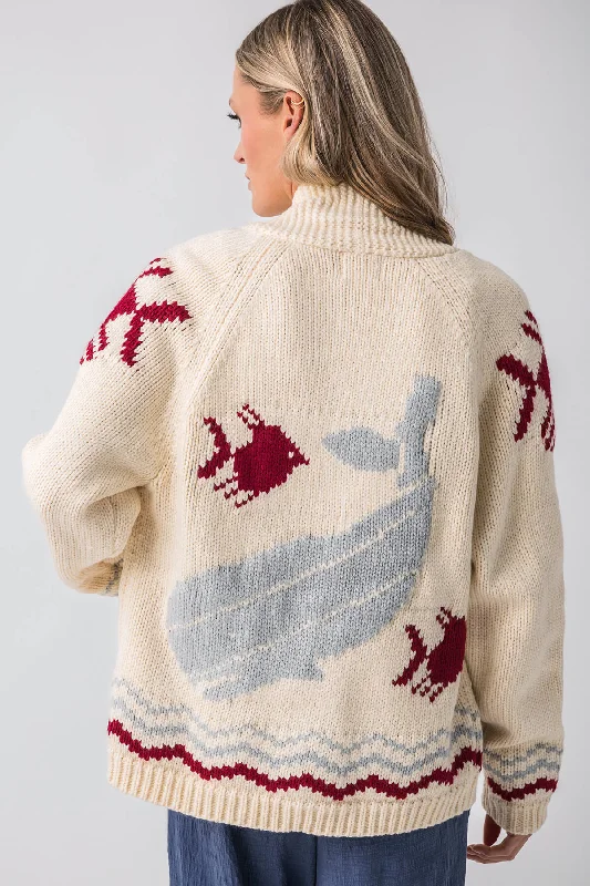 Trendy Outfits For Ladies Pink Pineapple Whale & Fish Cardigan