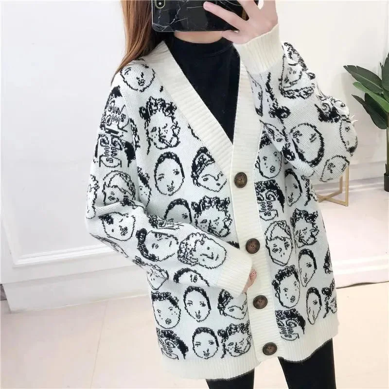 Women’s Trendy Outfits Comic V-Neck Cardigan Sweater For Women