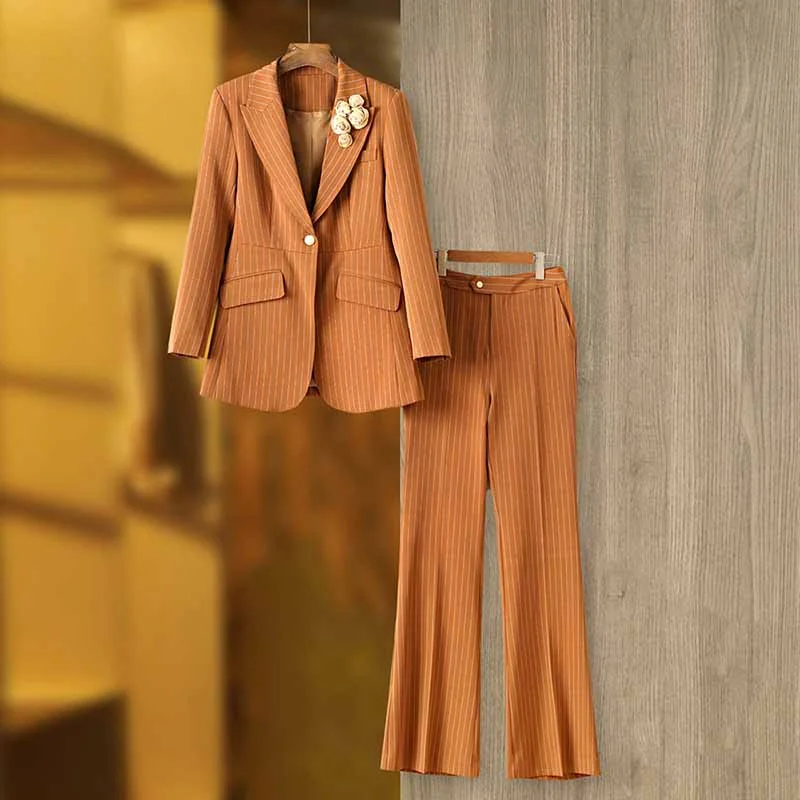 Everyday Wear Women Caramel Pantsuit Fitted Blazer + Mid-High Rise Trousers Pantsuit Suit Formal Wear Everyday Wear Women Caramel Pantsuit Fitted Blazer + Mid-High Rise Trousers Pantsuit Suit Formal Wear