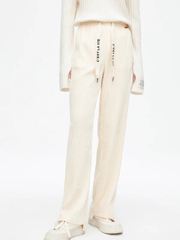 Women’s Outerwear for All Weather Conditions Corduroy White Pants