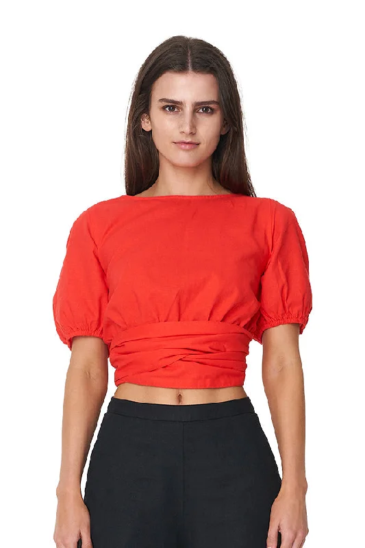 Fashion Women's Clothing Casa Ruby Red V Neck Wrap Top