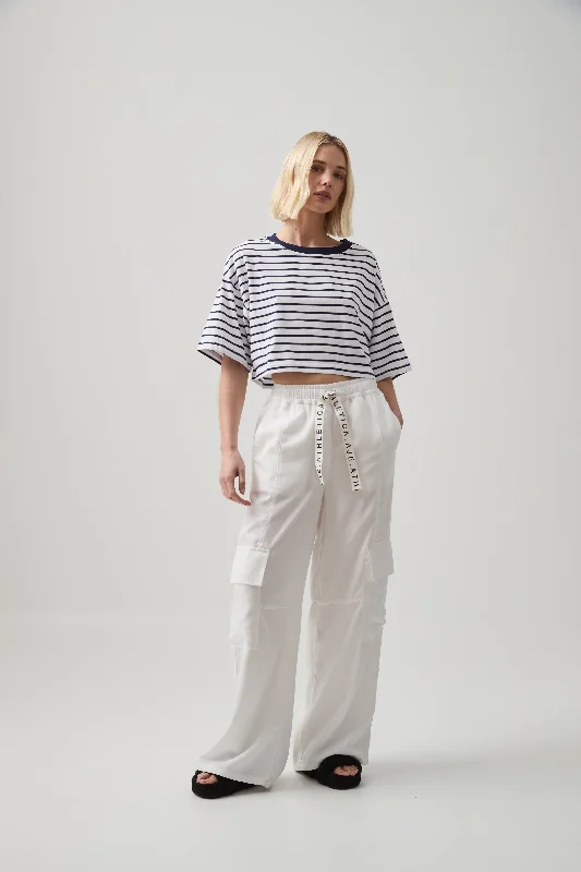 Wardrobe Update Cropped Stripe Logo Tee 105