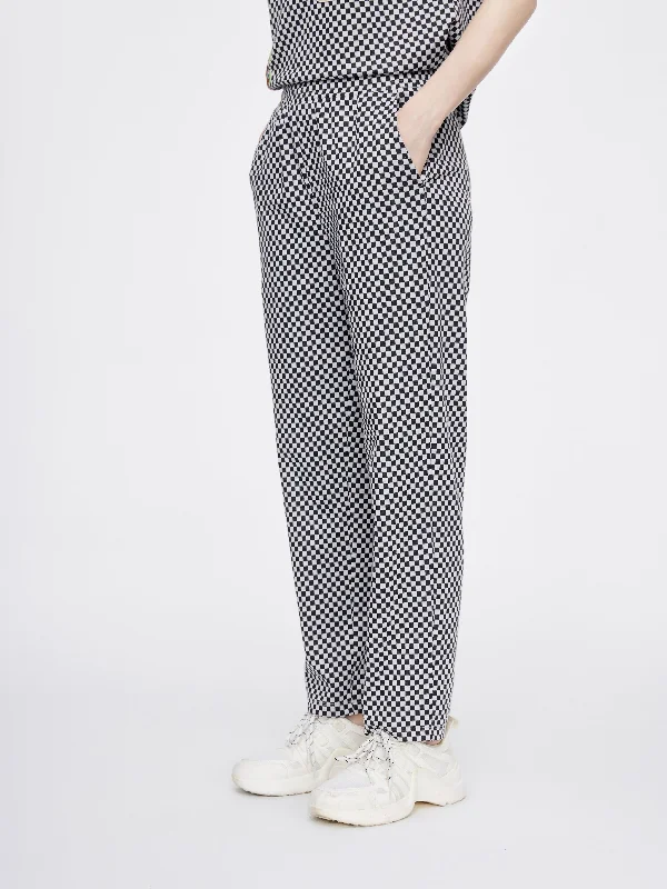 High-End Women’s Apparel Microcheck Straight Leg  Pants