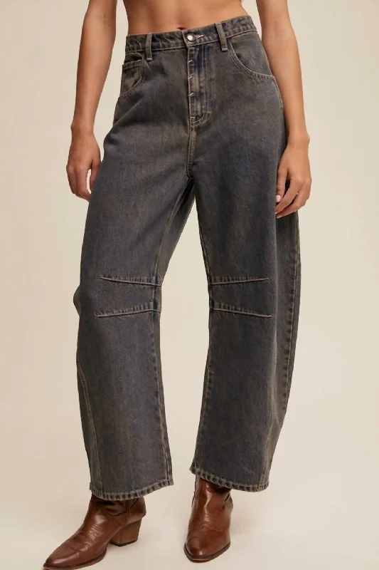 Graceful Fashion Brandi Barrel Jeans In Indigo