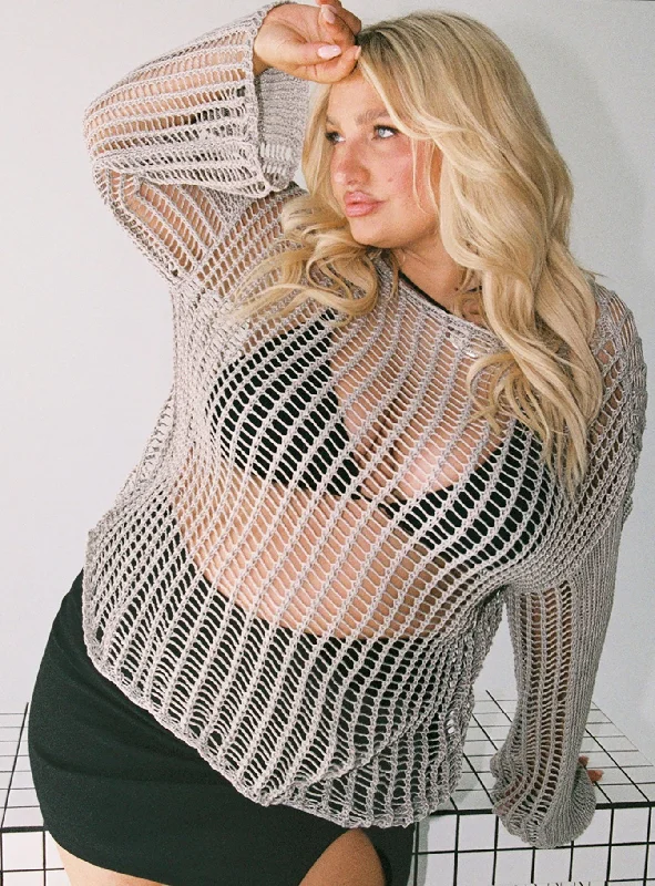 Best Online Boutiques The Kennedy Sweater Beige Curve