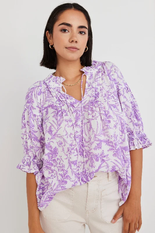 Exclusive Sale Ethereal Lilac Baroque Pintuck Front Top