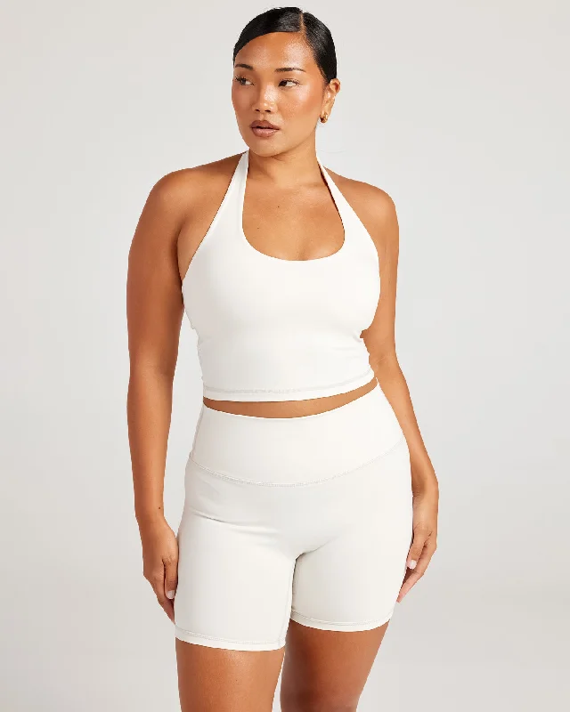 High End Women's Wear Aura Halter Tank - Vanilla Latte