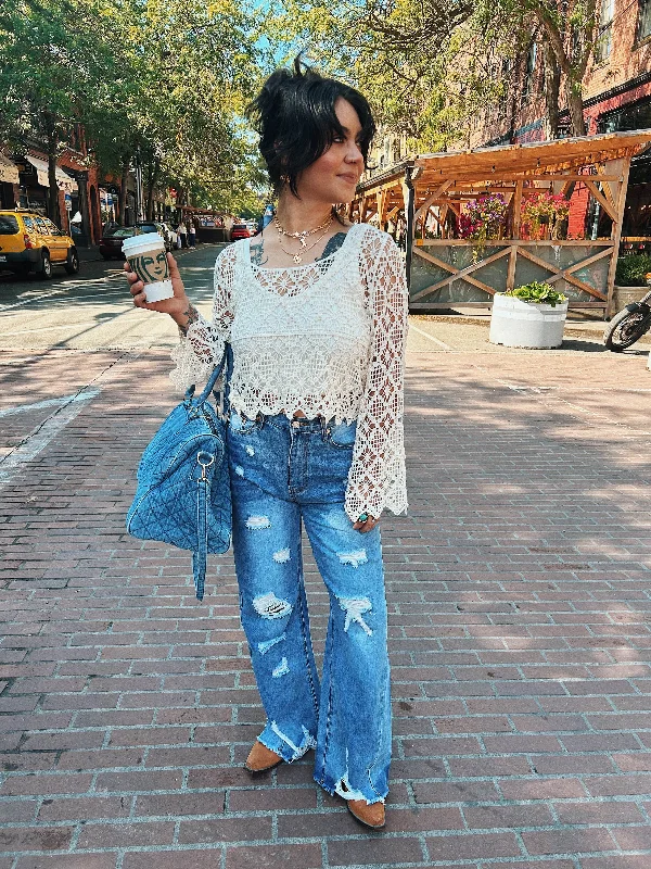 Athleisure Wear Sure Thing Crochet Pullover