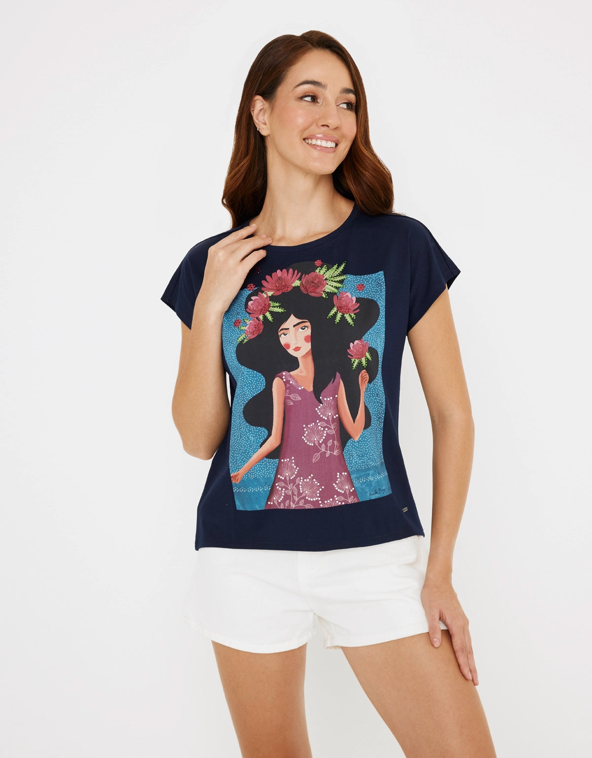 Chic Trends Unveiled Camiseta Manga Corta Azul Marino- Pelzoflor