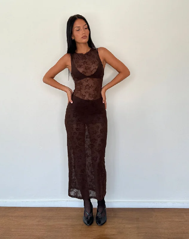 Women’s Clothing for Every Season and Trend Florian Romantic Rose Midi Dress in Flock Brown Women’s Clothing for Every Season and Trend Florian Romantic Rose Midi Dress in Flock Brown