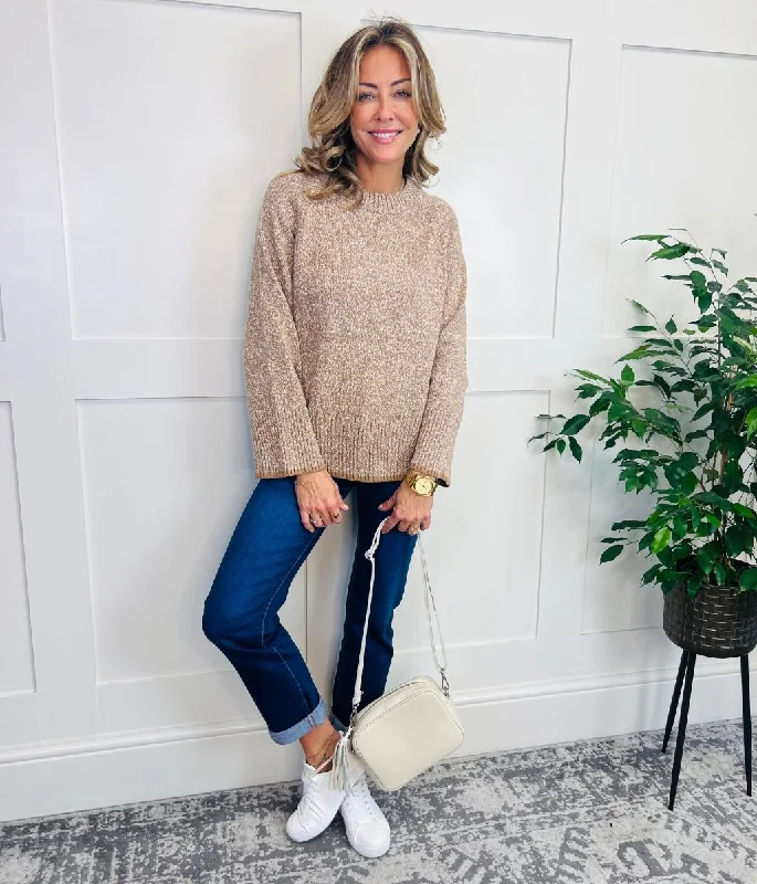 Plus Size Women’s Fashion Biscuit Textured Crew Neck Jumper