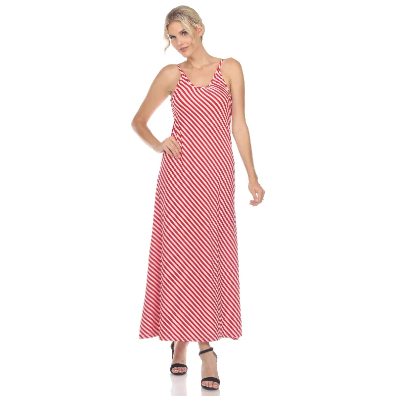 Best Clearance Sales Right Now White Mark Women's Backless Striped Maxi Dress