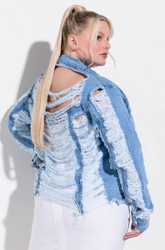 Clothing Brands PLUS ULTRA DISTRESSED CROP DENIM JACKET