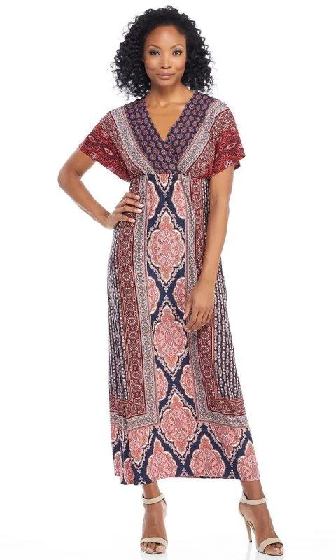 Unique Women’s Fashion Pieces London Times - Multi Print V-Neck Maxi Dress T3808MSC Unique Women’s Fashion Pieces London Times - Multi Print V-Neck Maxi Dress T3808MSC