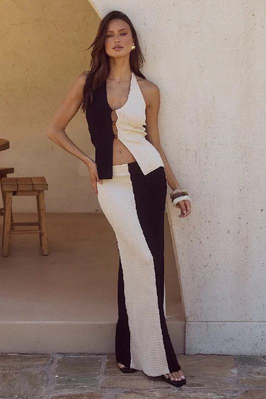 Clothes Of Woman ELITA MAXI SKIRT - BLACK/LATTE