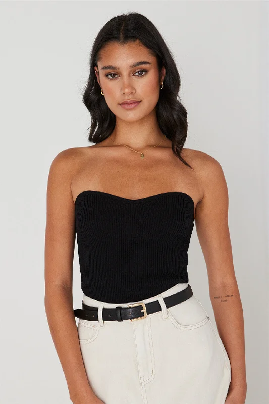 End of Season Sale Mode Black Bandeau Knit Top