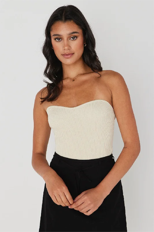 Latest Trends Mode Ecru Bandeau Knit Top