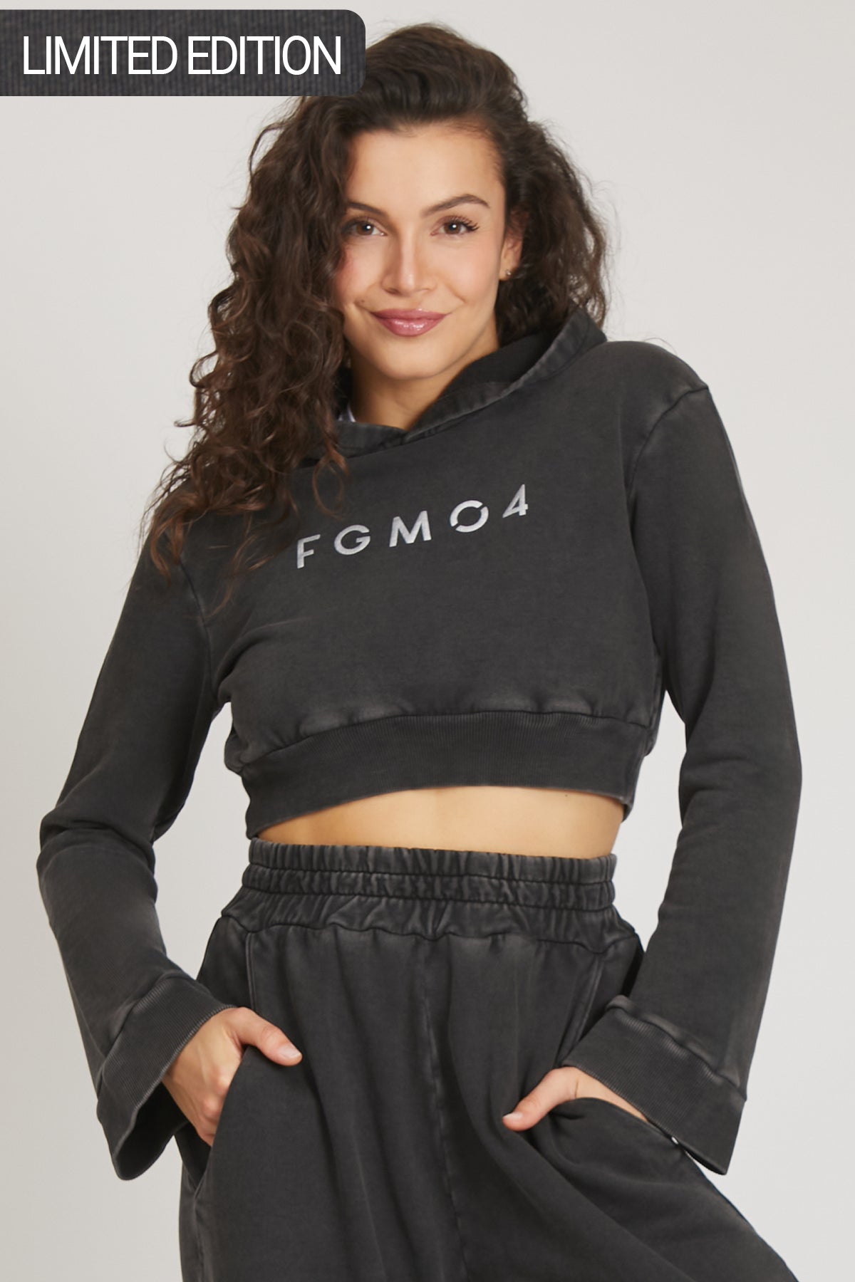 Sale For Women Felpa Crop Cappuccio Donna Grigio Ardesia