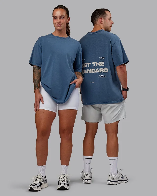 New Season Fashion Preview Set The Standard Washed FLXCotton Oversized Tee - Indigo