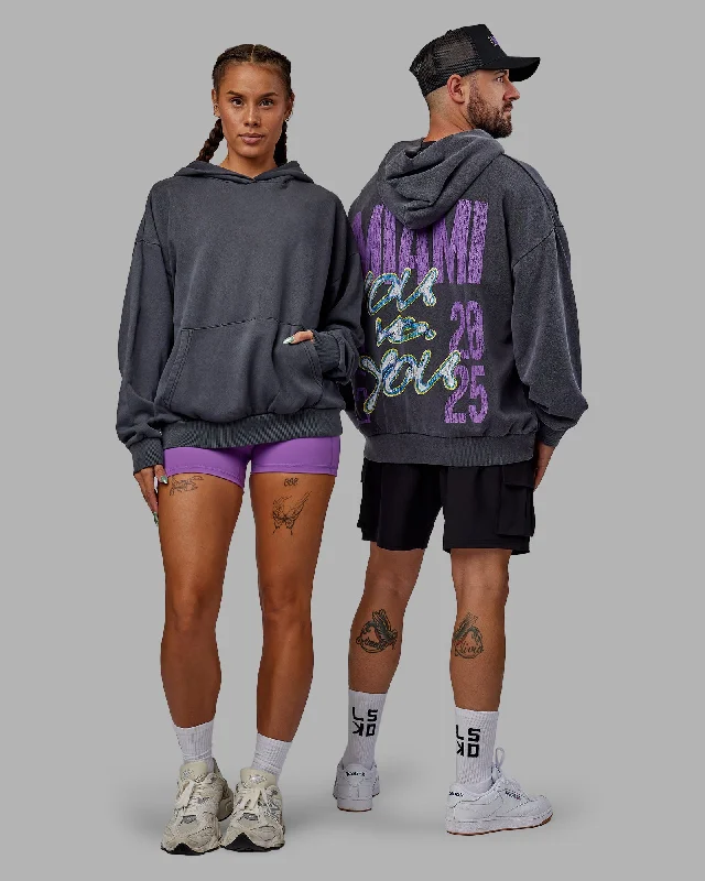 Forward Trendsetter Unisex Miami 25 Washed Hoodie Oversize - Black