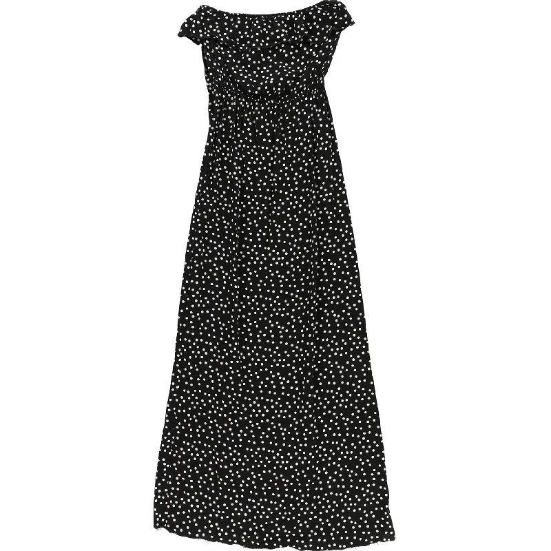 Clothing Store bar III Womens Polka Dot Strapless Maxi Dress, Black, X-Small