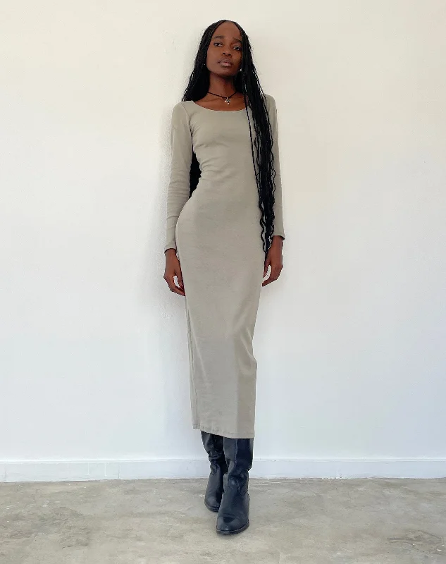 Trendy Boutique Online Belila Long Sleeve Maxi Dress in Sage Grey