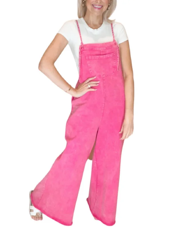 Trend Alert Washed Denim Overalls In Pink