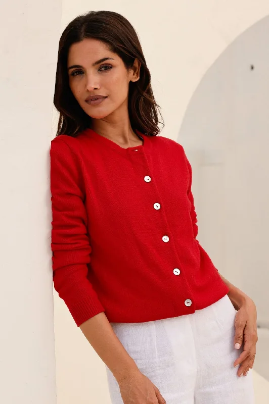 Best Deals Of The Season Merino Wool Classic Cardigan | Red