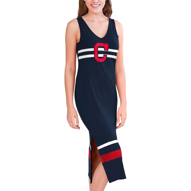 Clearance Sale G-III Sports Womens Cleveland Indians Maxi Dress, Blue, Small