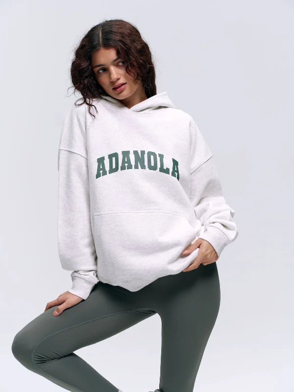 Elegant Style Minimal Oversized Hoodie - Light Grey Melange