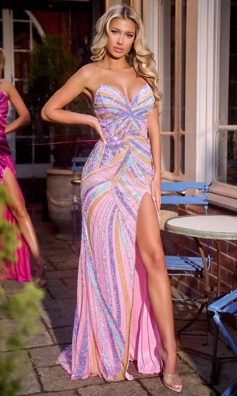 Women's Clothes Portia and Scarlett PS24814 - Strapless Prom Gown with Slit