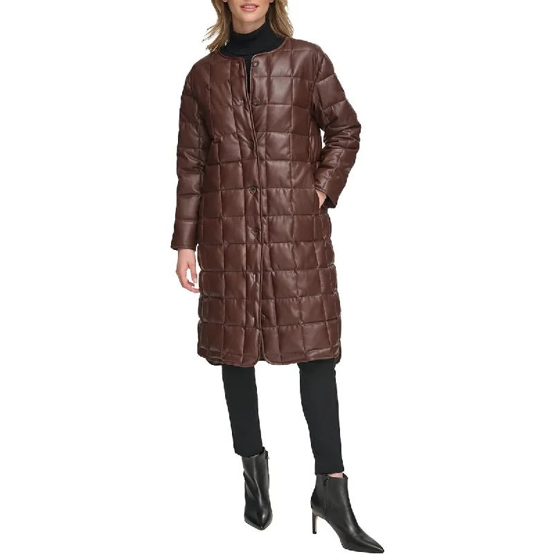 Flash Sale Event Womens Faux Leater Long Puffer Jacket