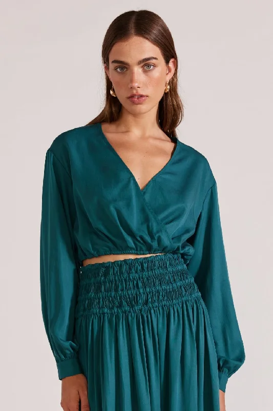 Boutique Dress Online Leila Emerald LS Cropped Top