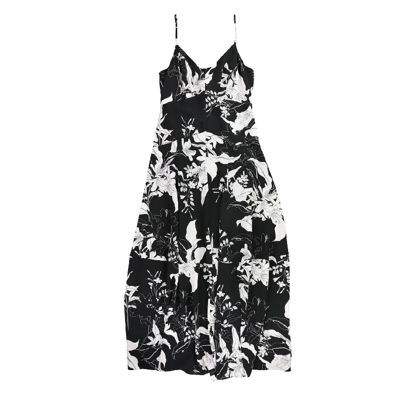 Sporty Streetwear bar III Womens Hibiscus Maxi Dress, Black, 4
