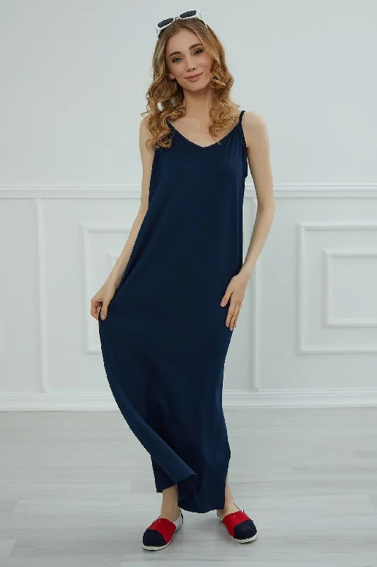 Trendy Fashion For Women Women Side Split Casual Pullover Cotton Women Summer Strappy Maxi Dress Casual Loose Long Dress with Shoulder Straps for Women,ELB-6