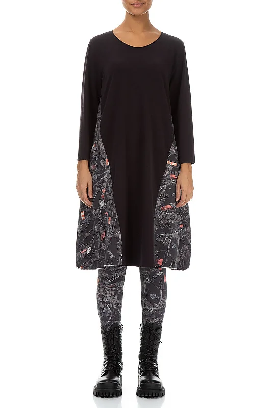 Chic Women’s Clothing for Work and Travel Nightfall Black Cotton Midi Dress
