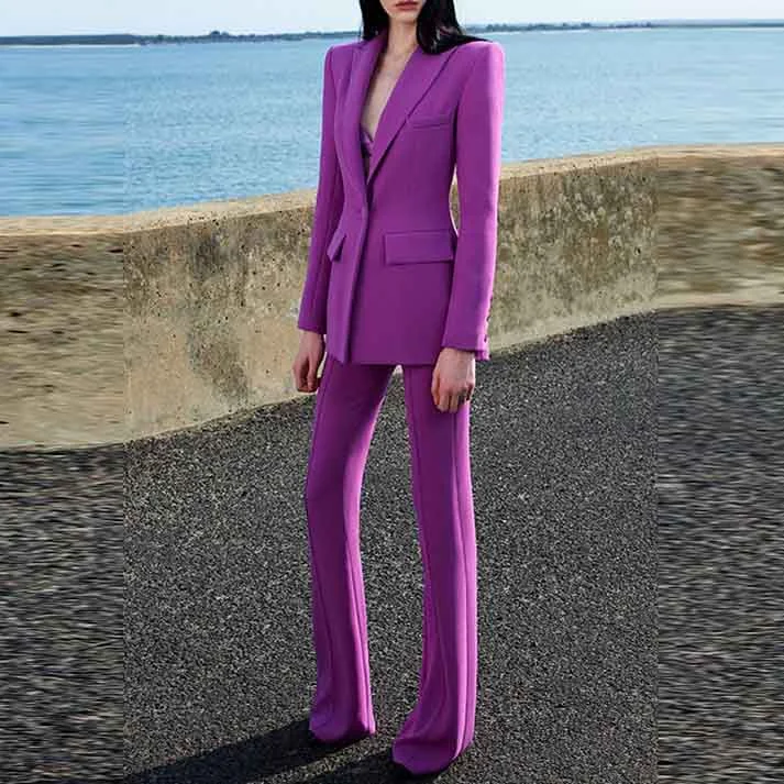 Women Clothes Women's Pantsuit Blazer+High Waisted Flare Pants Suit Wedding Pantsuit Women Clothes Women's Pantsuit Blazer+High Waisted Flare Pants Suit Wedding Pantsuit