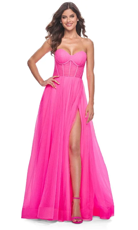 Classic Women's Fashion La Femme 32341 - Corset Top Strapless Prom Gown