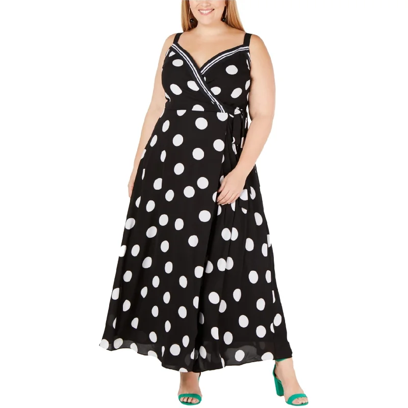 Latest Fashion for Women I-N-C Womens Dot Maxi Dress, Black, 20W