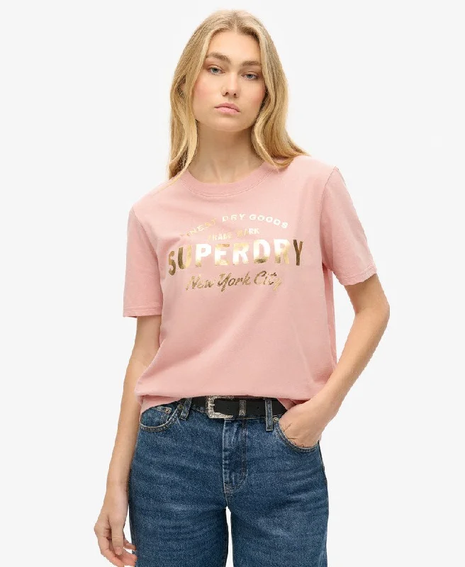 Chic & Cozy Collection Luxe Metallic Logo Relaxed Tee | Blush Pink