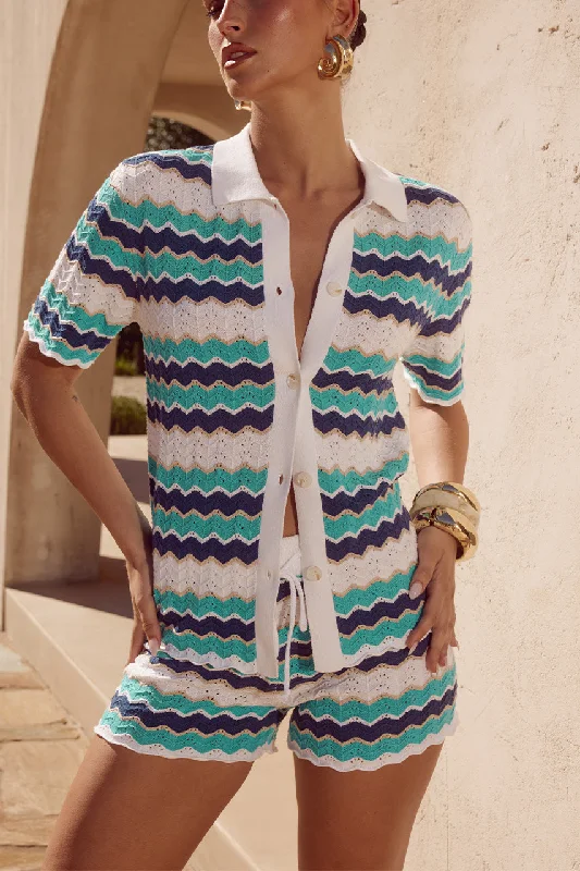 Premium Style HUBERT TOP - BLUE MULTI