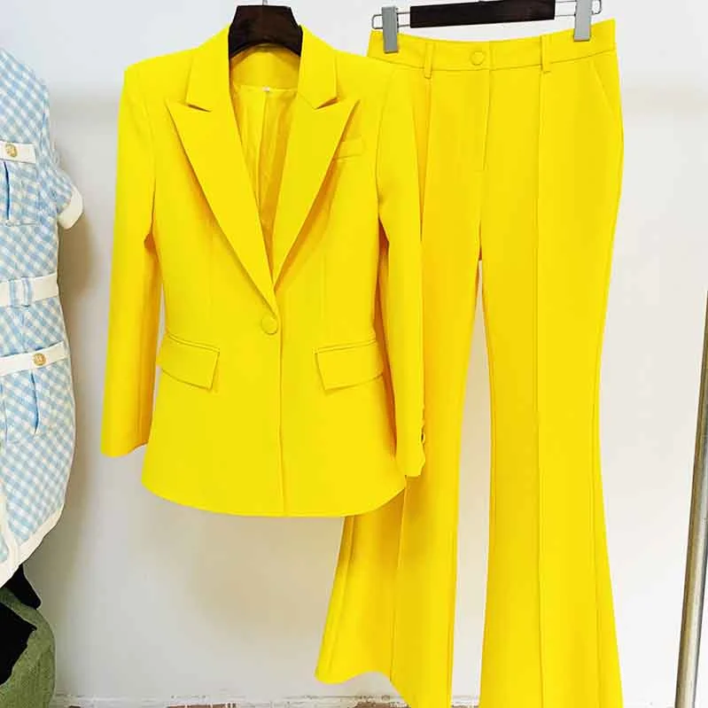 Affordable Online Boutiques Women's Yellow Pantsuit Blazer+High Waisted Flare Pants Suit Wedding Pantsuit Affordable Online Boutiques Women's Yellow Pantsuit Blazer+High Waisted Flare Pants Suit Wedding Pantsuit