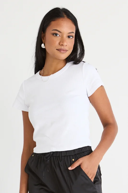 Boutique Styles Ever White Longer Baby Rib Tee