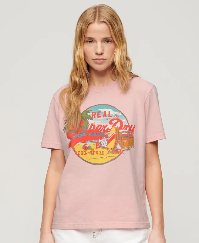 Versatile Wardrobe Essentials La Vl Graphic Relaxed Tee | Somon Pink Marle