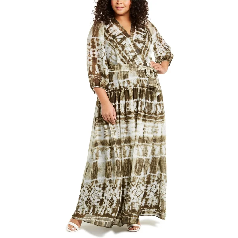 Best Online Boutiques For Women Calvin Klein Womens TieDye Maxi Dress, Green, 22W