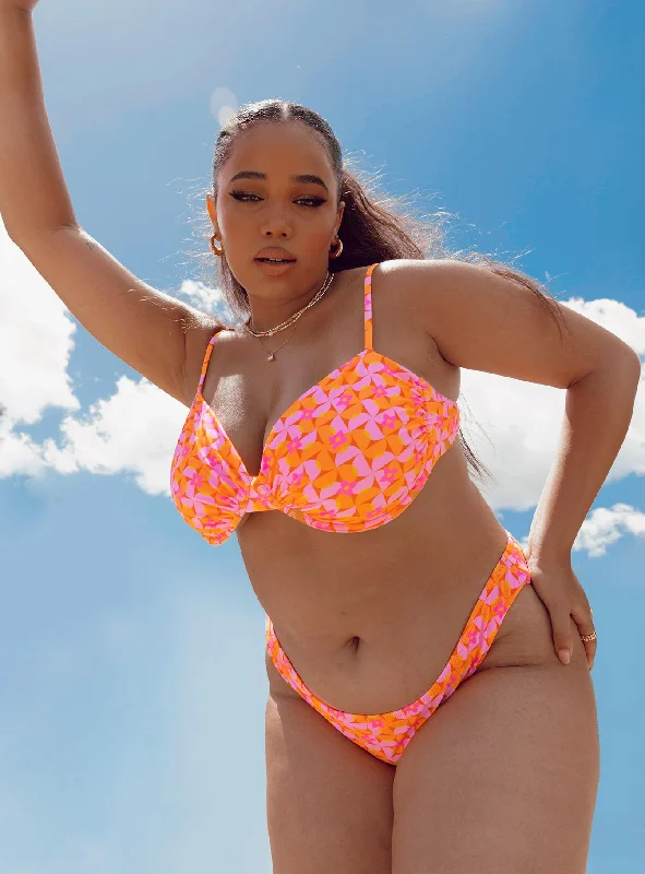 Flash Sale Event Ellie Bikini Top Orange / Pink Curve